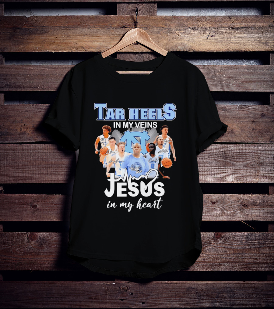 Tar Heels In My Veins Hubert Davis Jesus In My Heart T-Shirt