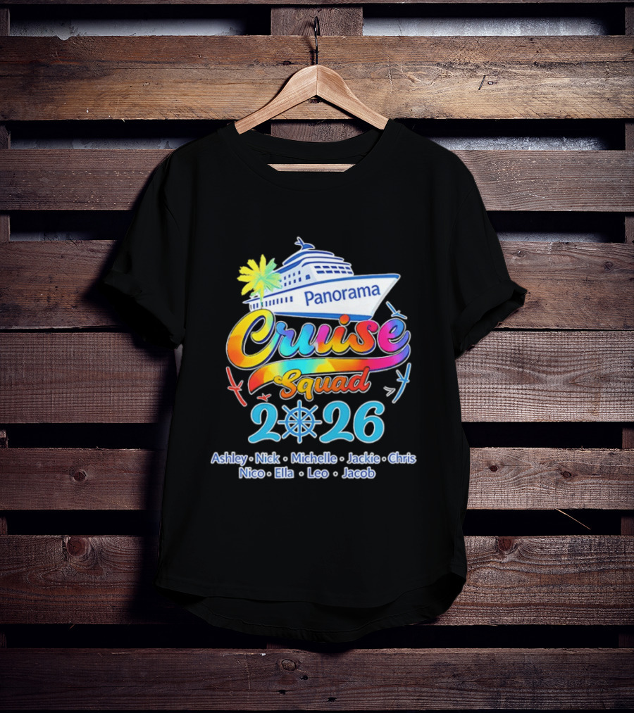 Panorama Cruise Squad 2026 Family Vacation Ashley Nick Michelle Jackie Chris Nico Ella Leo Jacob T-Shirt