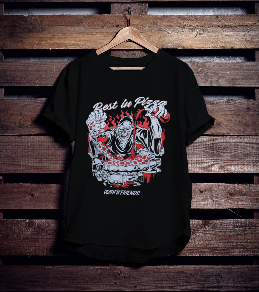 Rest In Pizza Death N Friends Pizza Party Fun T-Shirt