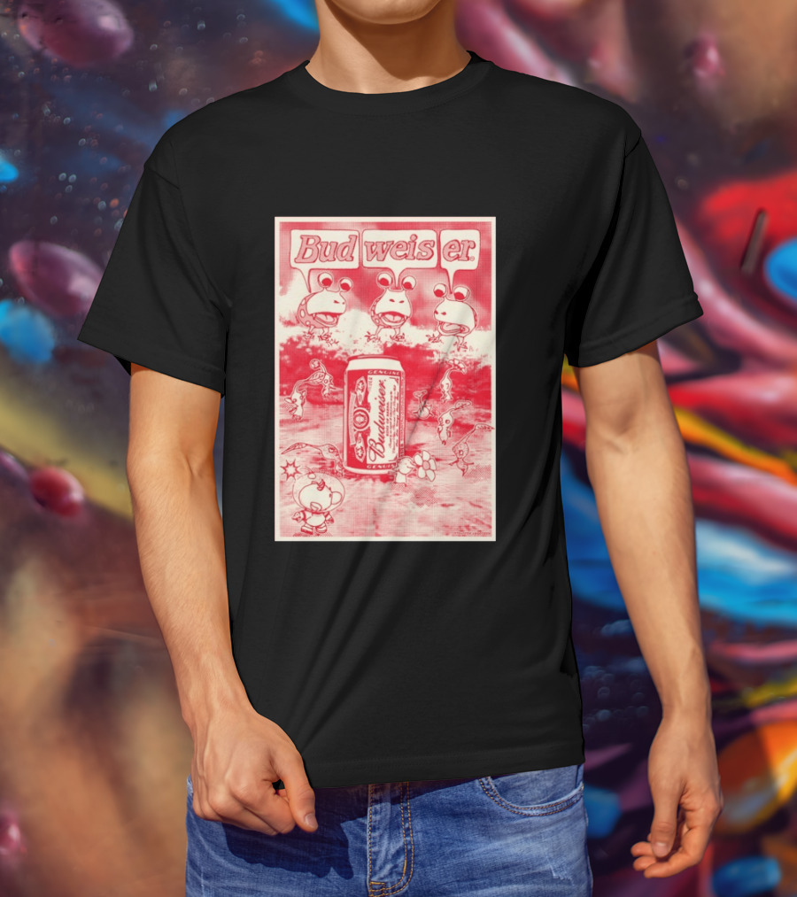 Budweiser Bud Weis Er Anheuser Busch Beer Can Frog Characters T-Shirt