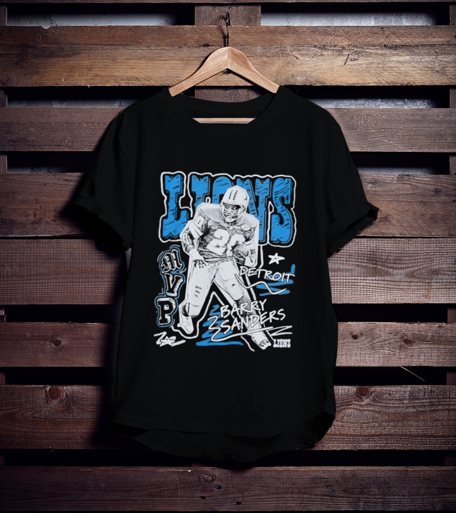 Detroit Lions MVP Barry Sanders Mitchell & Ness Chalked Up T-Shirt