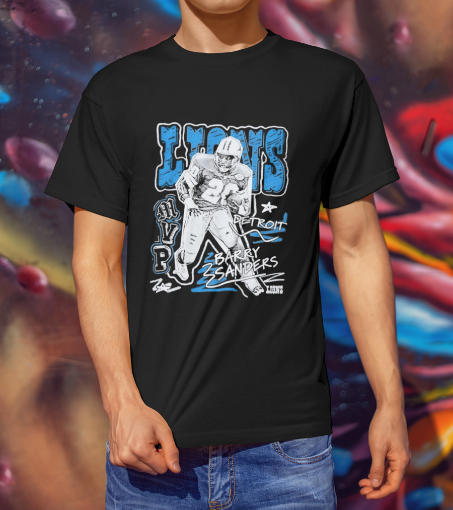 Detroit Lions MVP Barry Sanders Mitchell & Ness Chalked Up T-Shirt