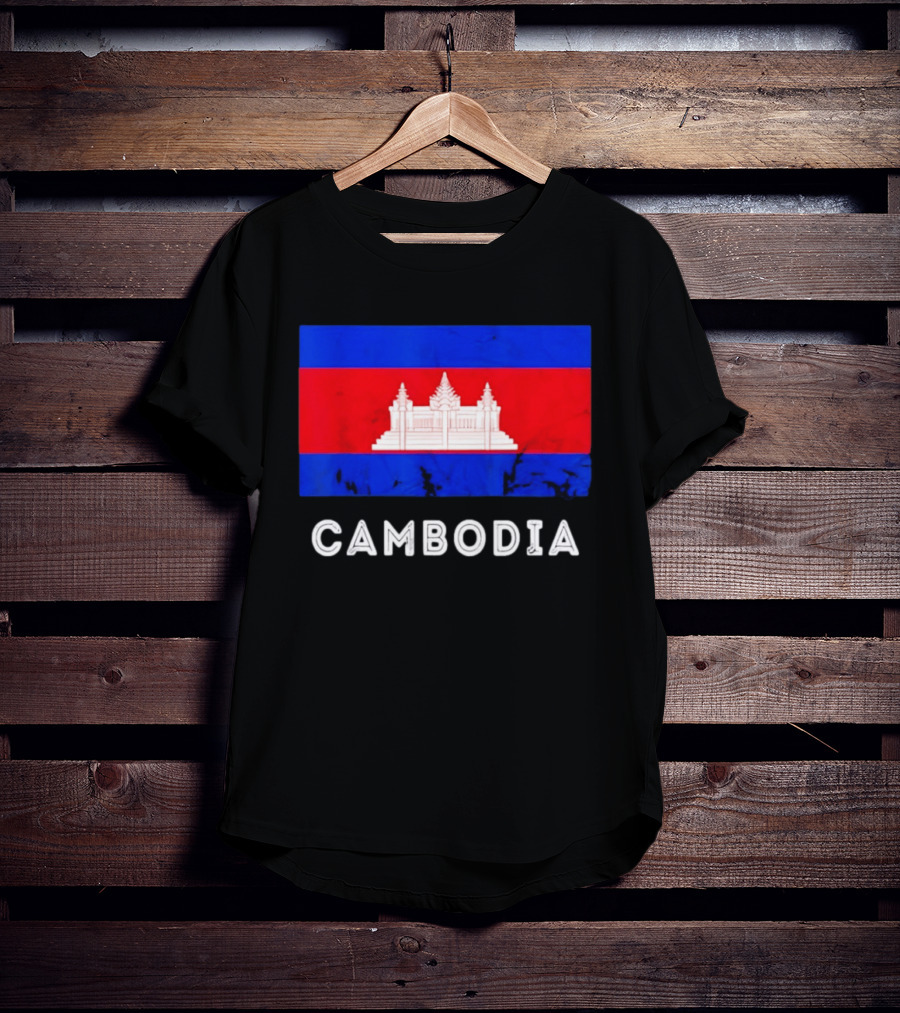 Cambodia Flag With Angkor Wat T-Shirt