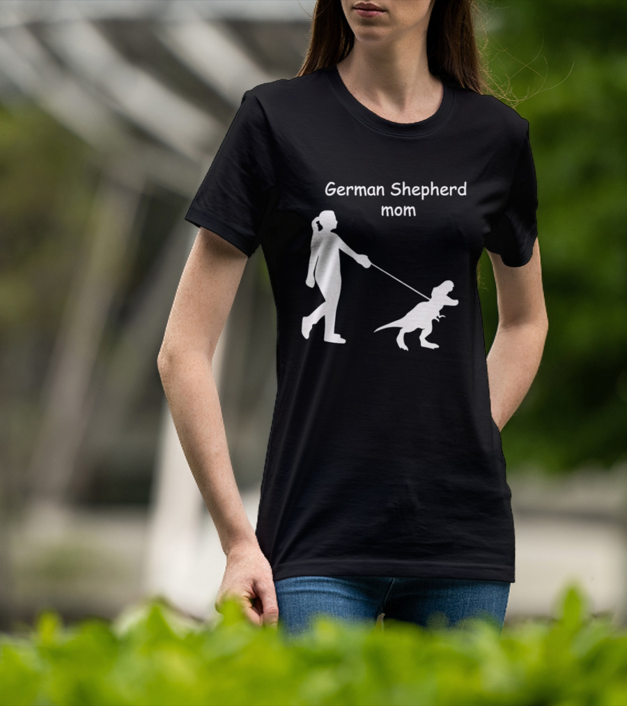 German Shepherd Mom Dinosaur Walking T-Shirt