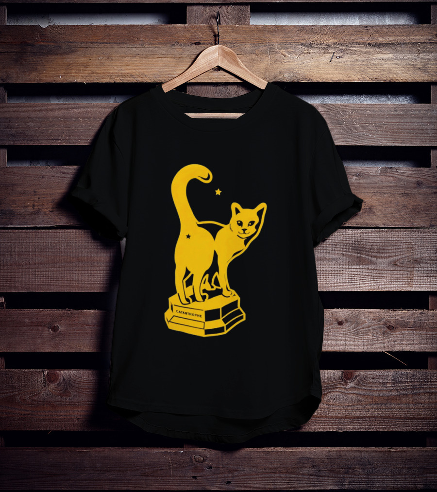 Catastrophe Cat Trophy Black Yellow Star Award T-Shirt