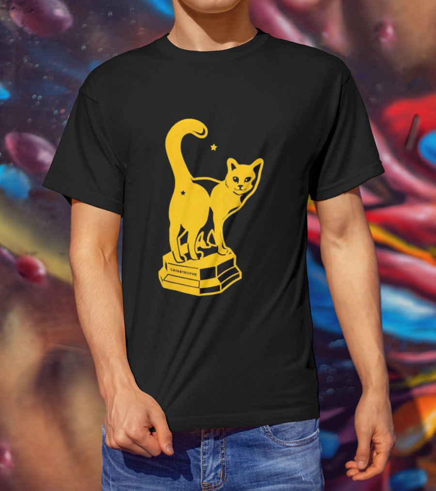 Catastrophe Cat Trophy Black Yellow Star Award T-Shirt