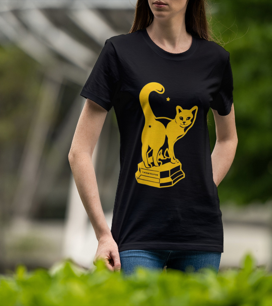 Catastrophe Cat Trophy Black Yellow Star Award T-Shirt