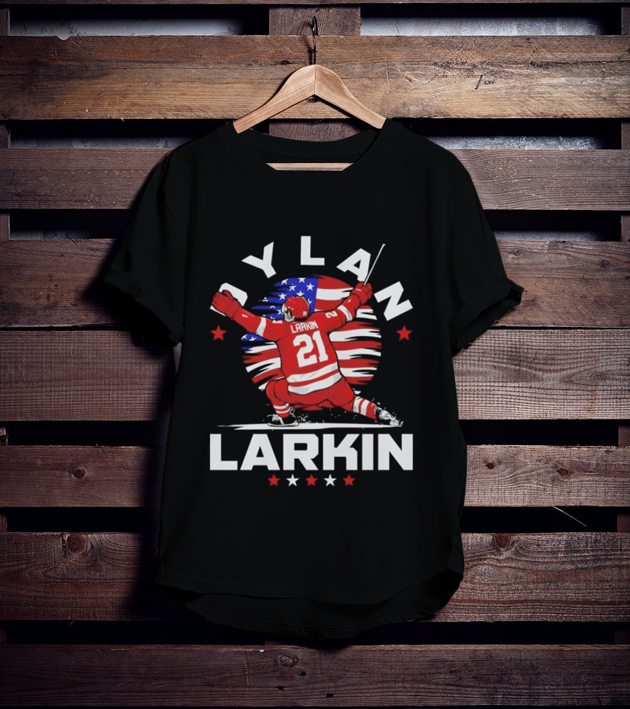 Dylan Larkin 21 USA Flag Celebration Detroit Hockey T-Shirt