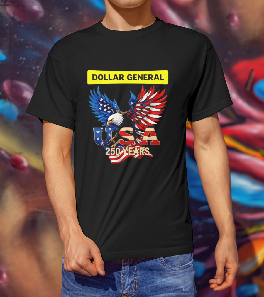 Dollar General Eagle USA 250 Years Of America Flag T-Shirt