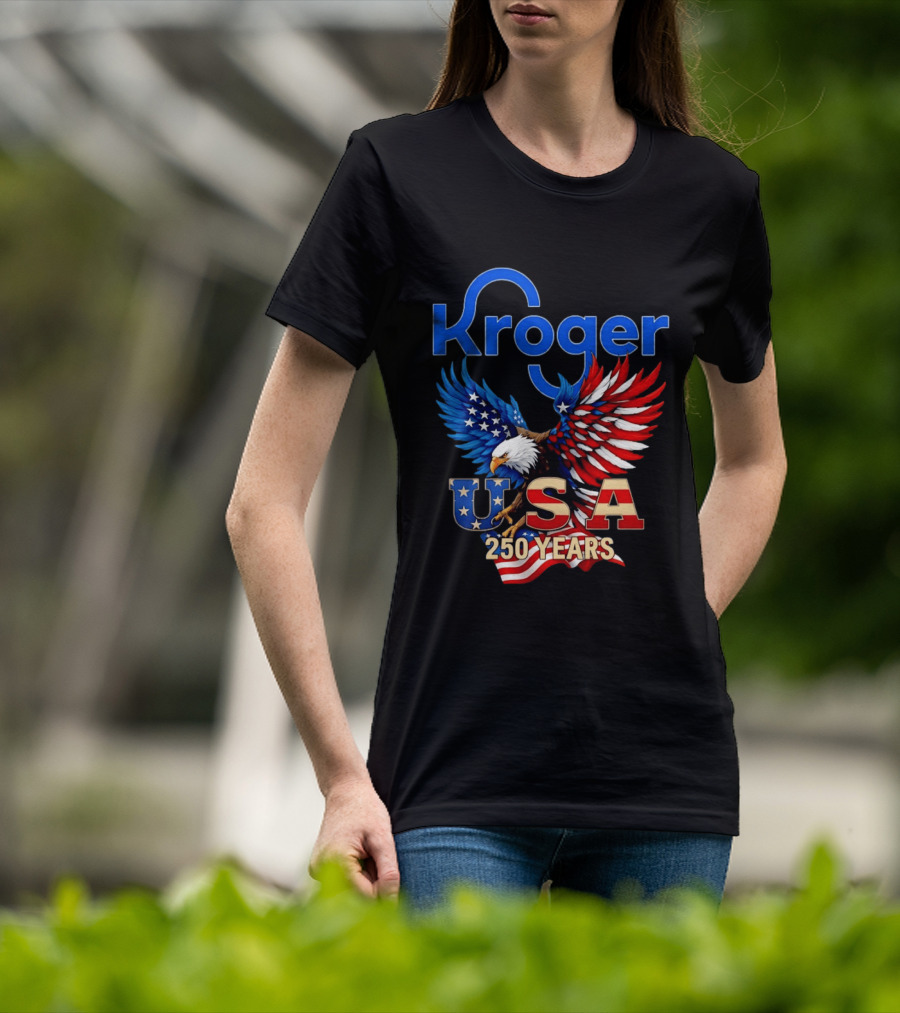Kroger Eagle USA 250 Years American Flag T-Shirt