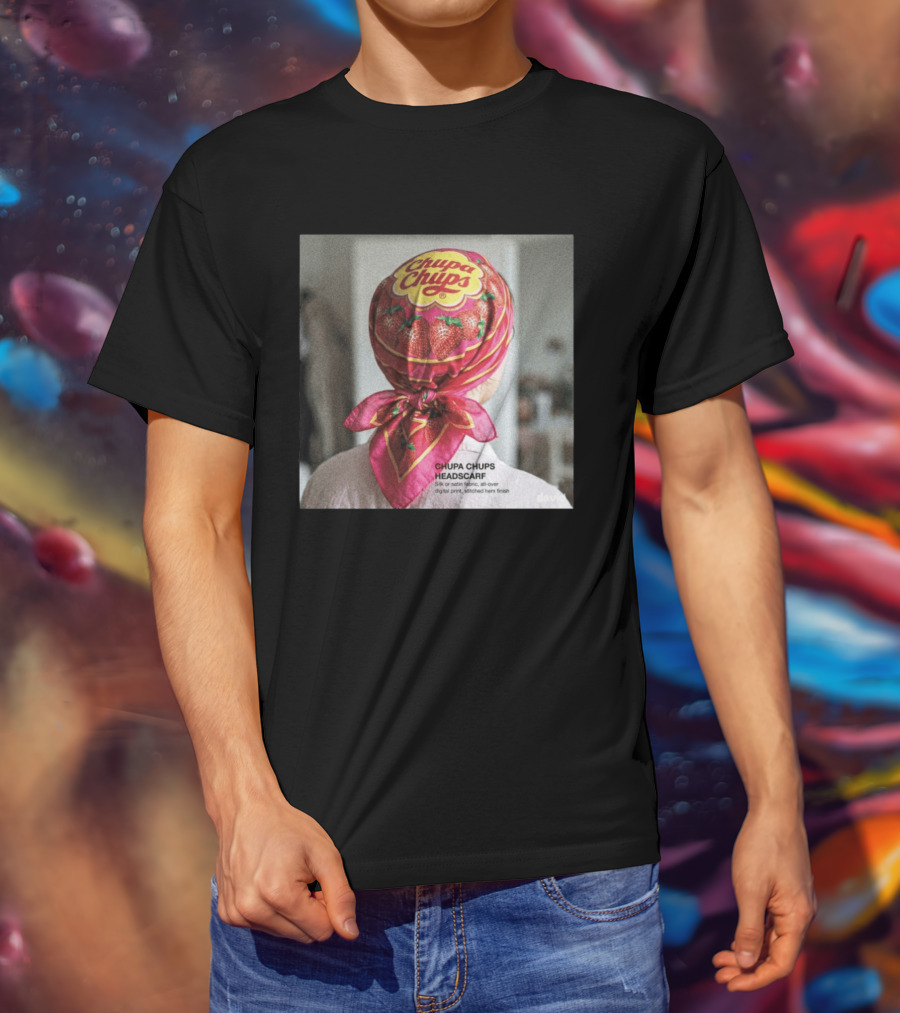 Chupa Chups Headscarf Strawberries Silk Satin Digital Print T-Shirt