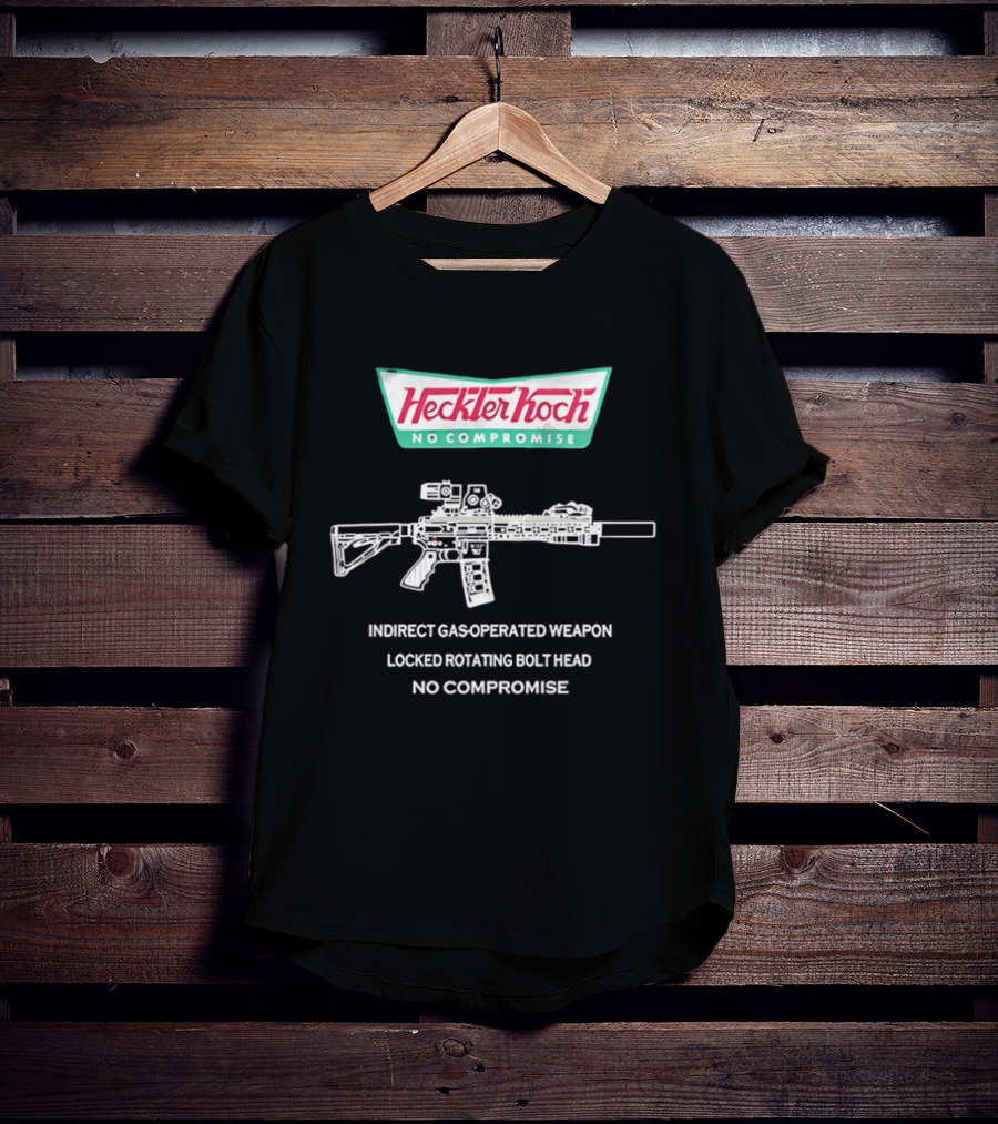 Heckler And Koch No Compromise Indirect Gas Operated Weapon Locked Rotating Bolt Head T-Shirt