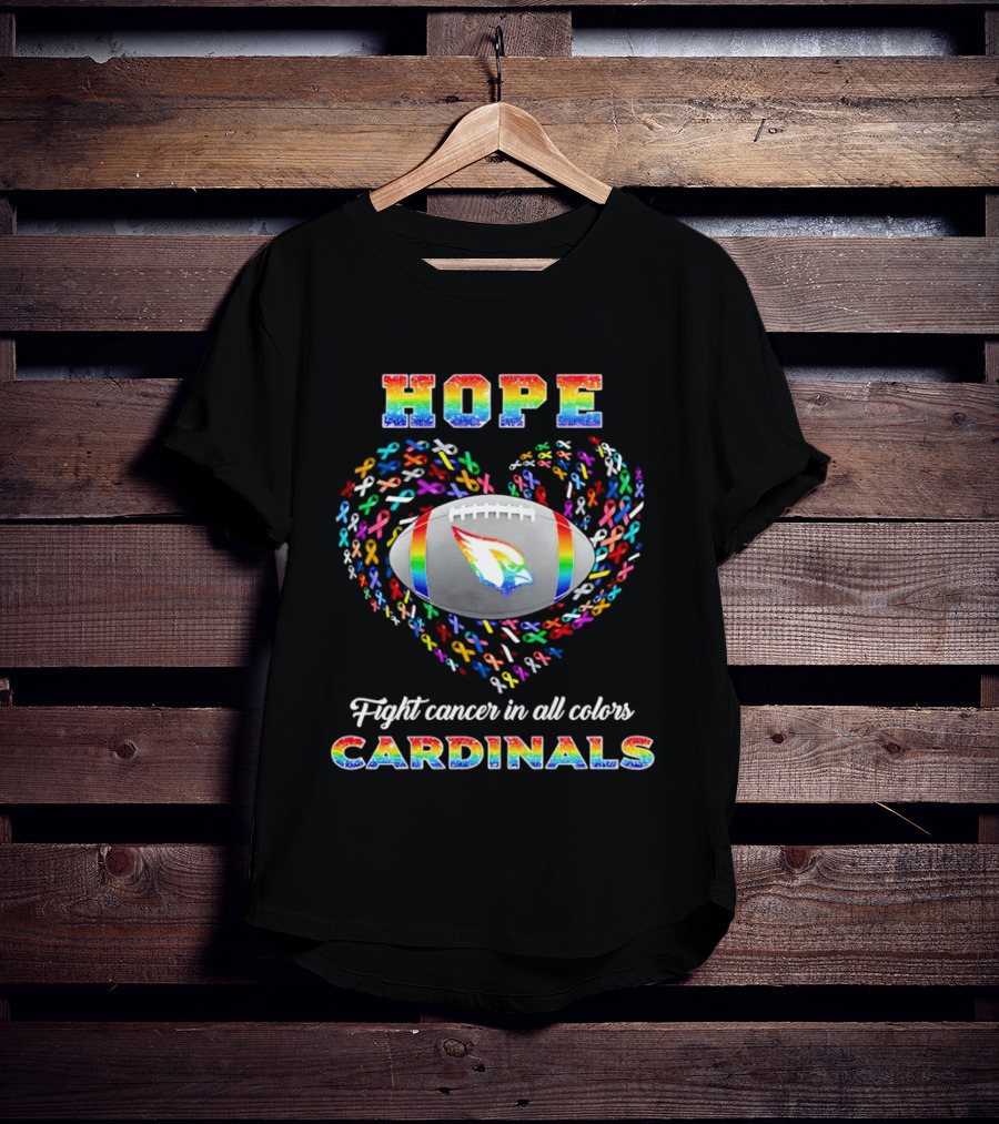 Hope Fight Cancer In All Colors Cardinals Rainbow T-Shirt