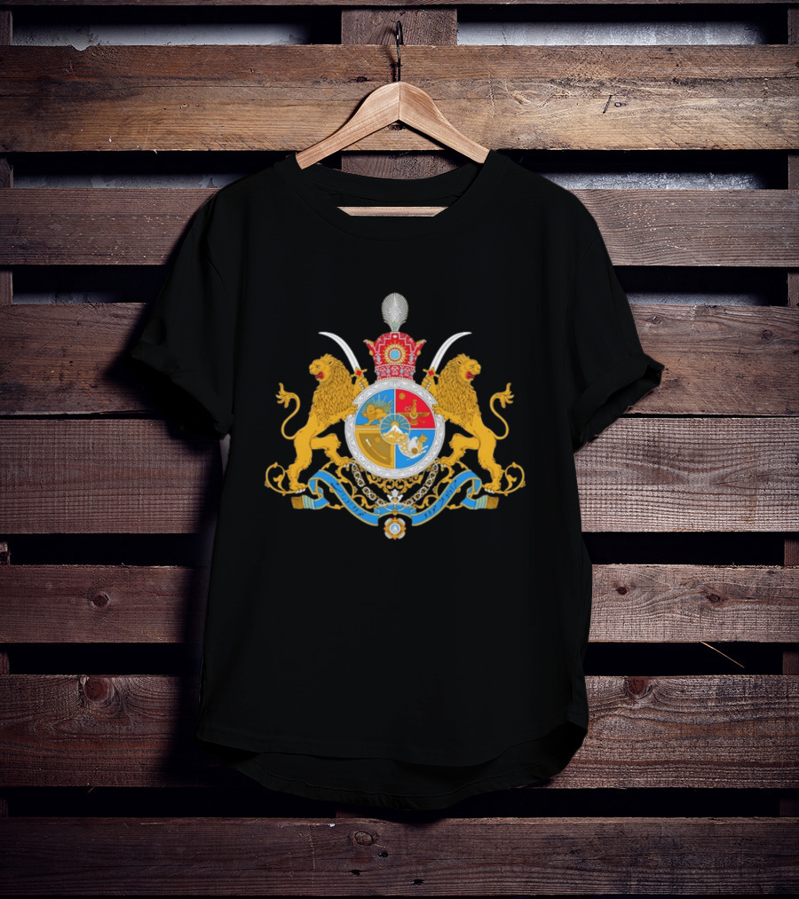 Imperial Lion And Crown Emblem Of Iran Dual Sword Legacy T-Shirt