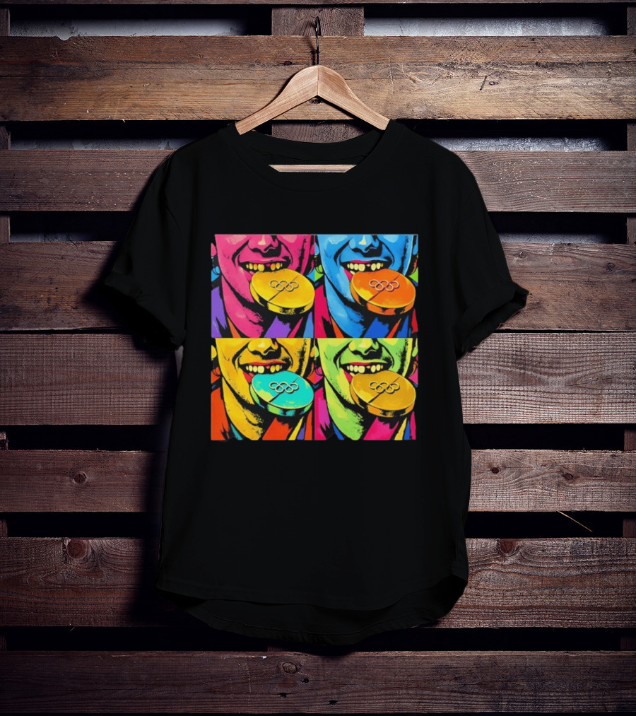 Jack Hughes Golden Goal Pop Art Olympic Medal T-Shirt