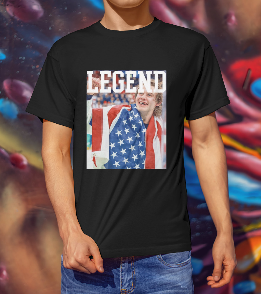 Men's Hockey USA Jack Hughes Legend American Flag Victory Celebration T-Shirt