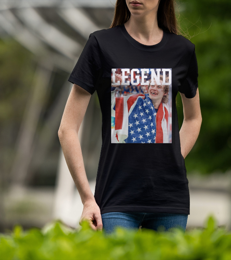 Men's Hockey USA Jack Hughes Legend American Flag Victory Celebration T-Shirt