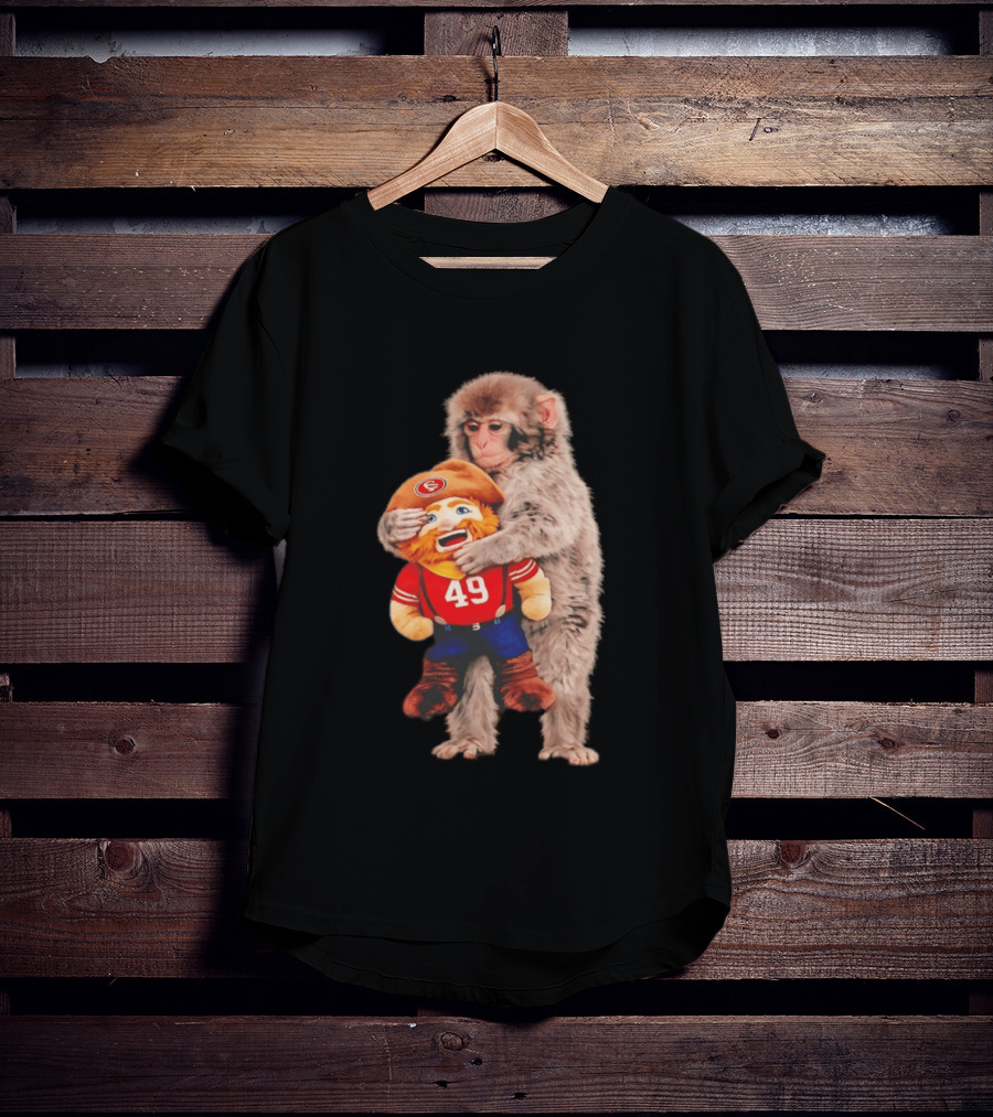 Punch Monkey Cuddling San Francisco 49ers Mascot Plush T-Shirt