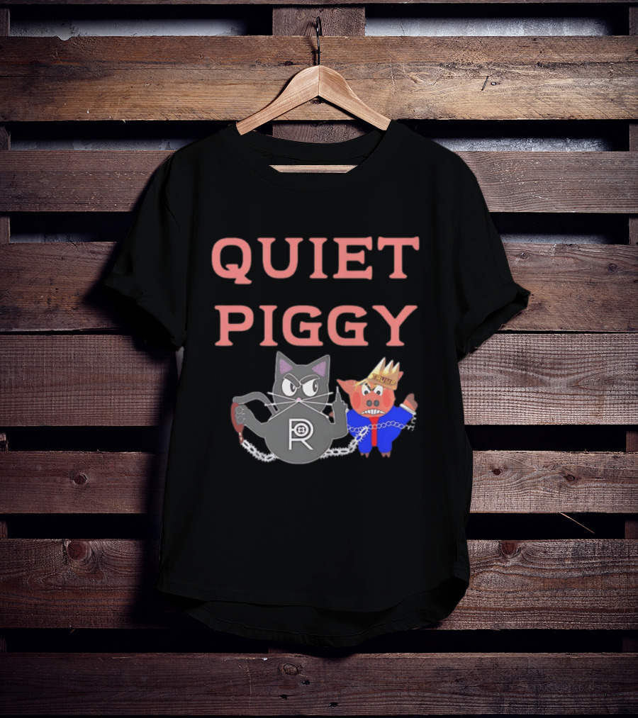 Quiet Piggy Cat Icon With Crowned Pig T-Shirt