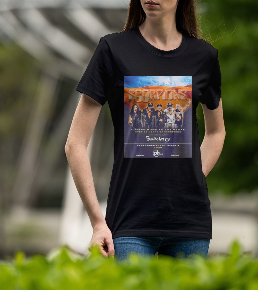 Scorpions Coming Home To Las Vegas Over 60 Years Special Guest Buckcherry September 17 October 3 2026 T-Shirt
