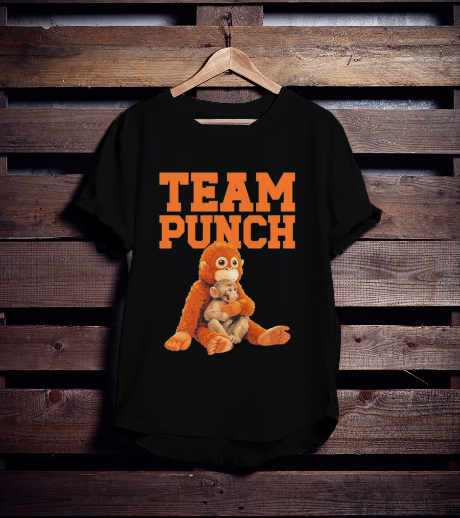 Team Punch Monkey Hugging Plush Toy T-Shirt