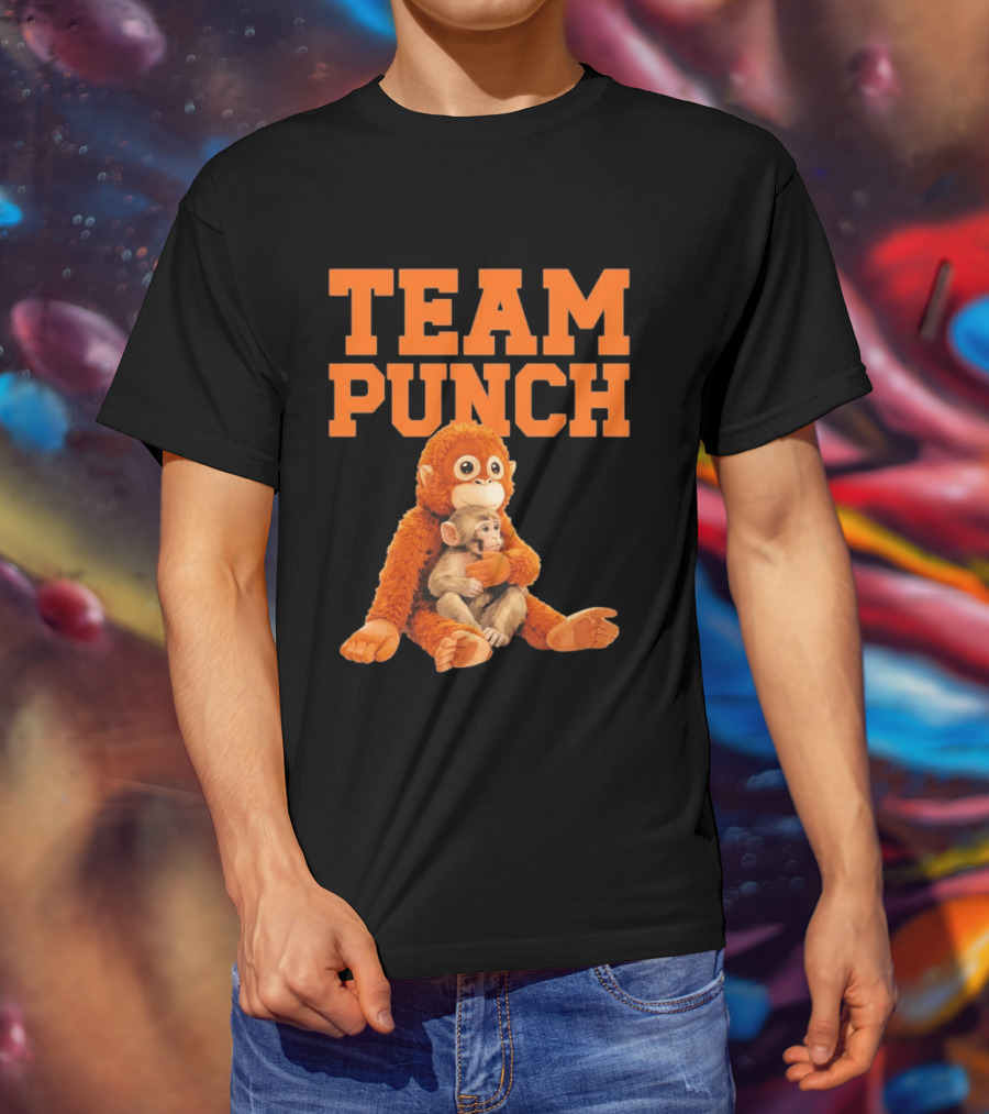 Team Punch Monkey Hugging Plush Toy T-Shirt