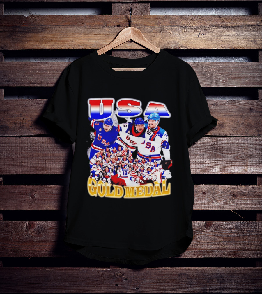 USA Gold Medal Team Vintage Bootleg Throwback T-Shirt
