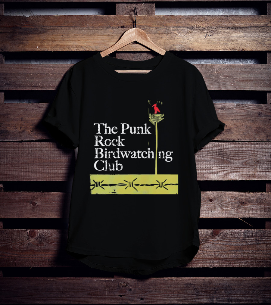 The Punk Rock Bird Ing Club Red Bird Perched On Column T-Shirt