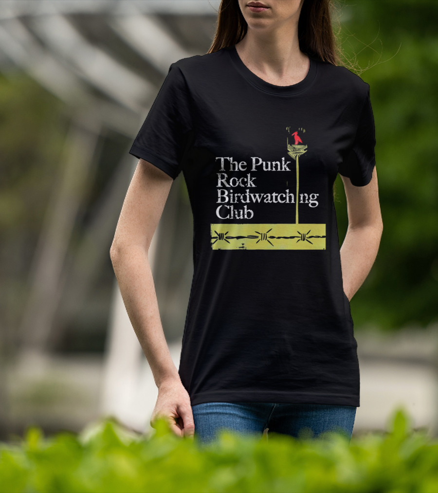The Punk Rock Bird Ing Club Red Bird Perched On Column T-Shirt