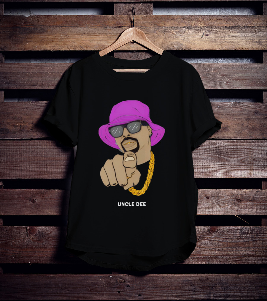 UNCLE DEE Finger Pointing Sunglasses Chain Purple Hat T-Shirt