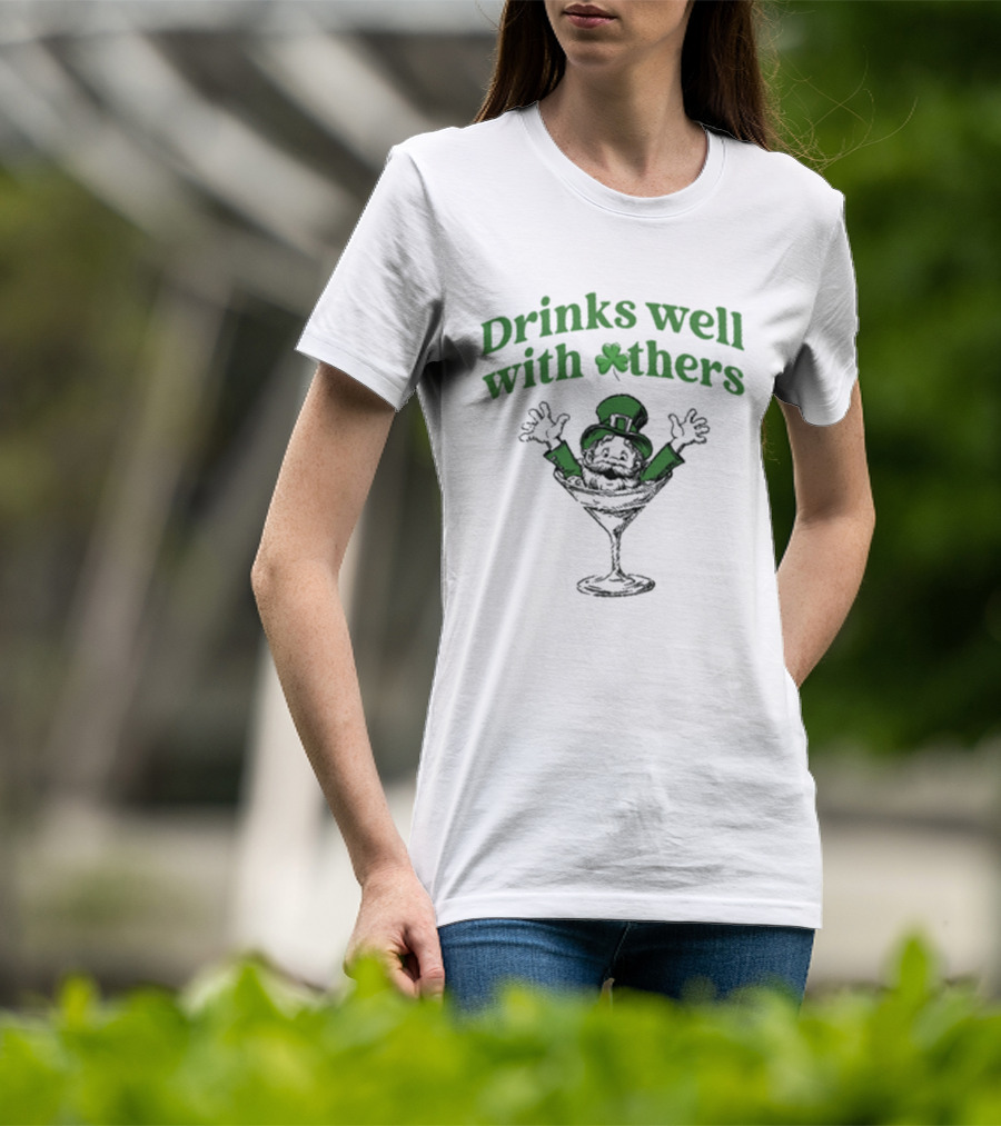 Drinks Well With Others Leprechaun St Patrick's Day Martini T-Shirt