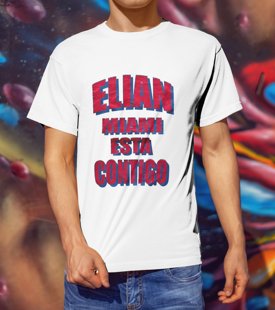 Elian Miami Esta Contigo Red Blue T-Shirt