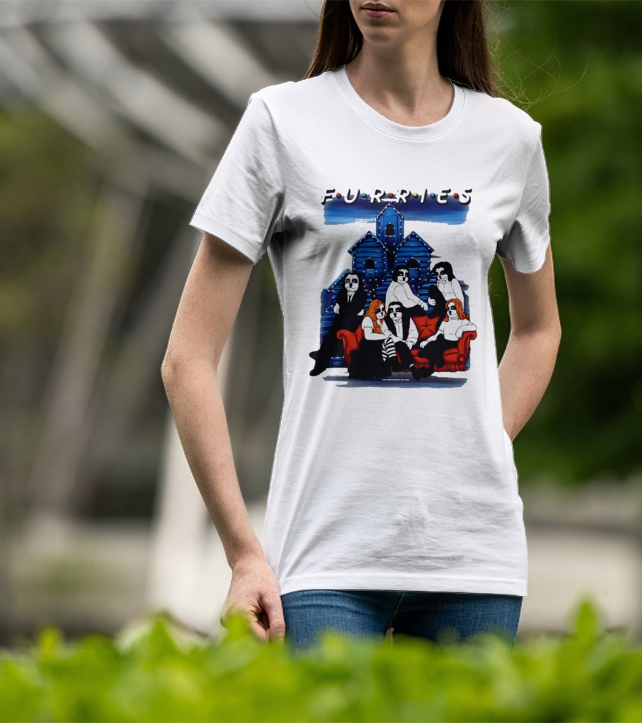 Furries Friends Group Sitting In Front Of Blue Houses T-Shirt