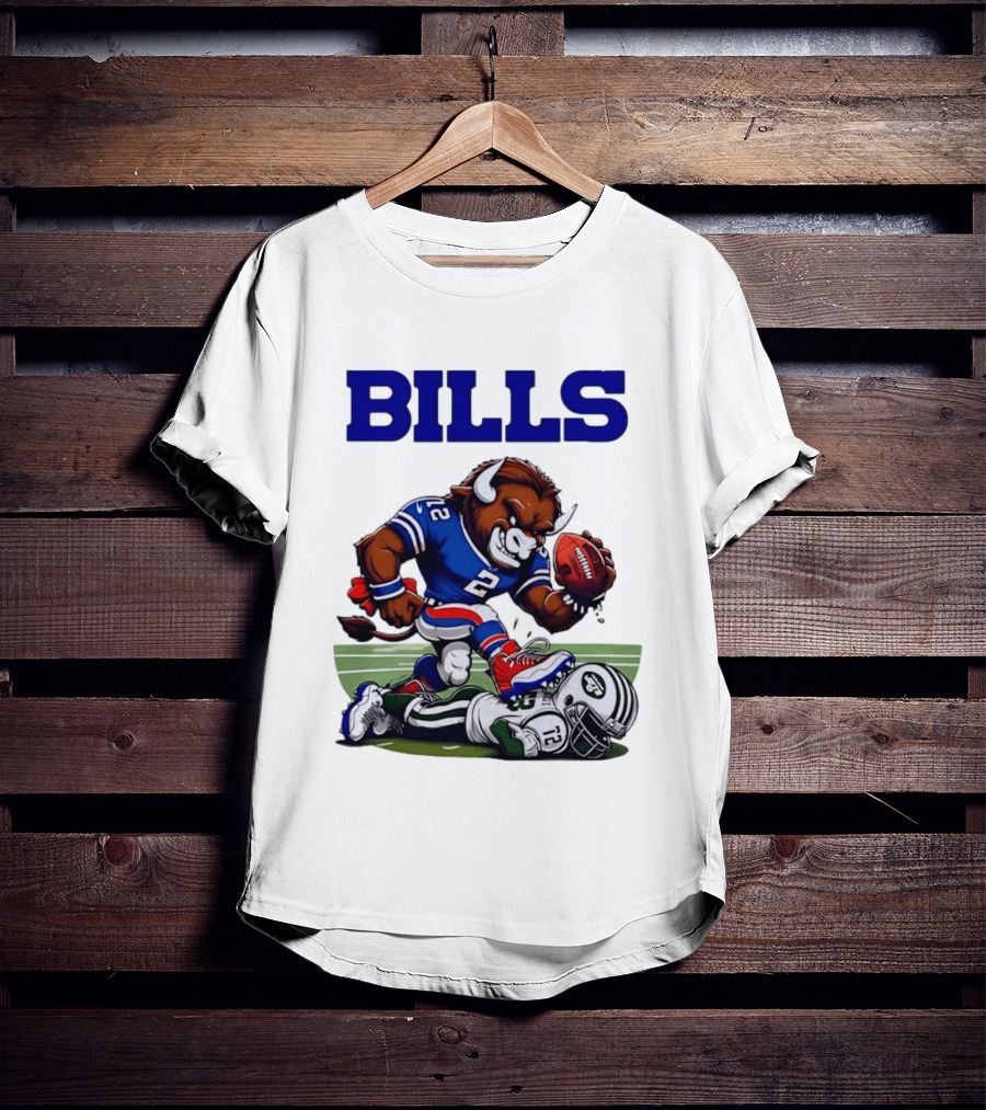 Buffalo Bills Dominating New York Jets Rivalry NFL Mascot Showdown T-Shirt
