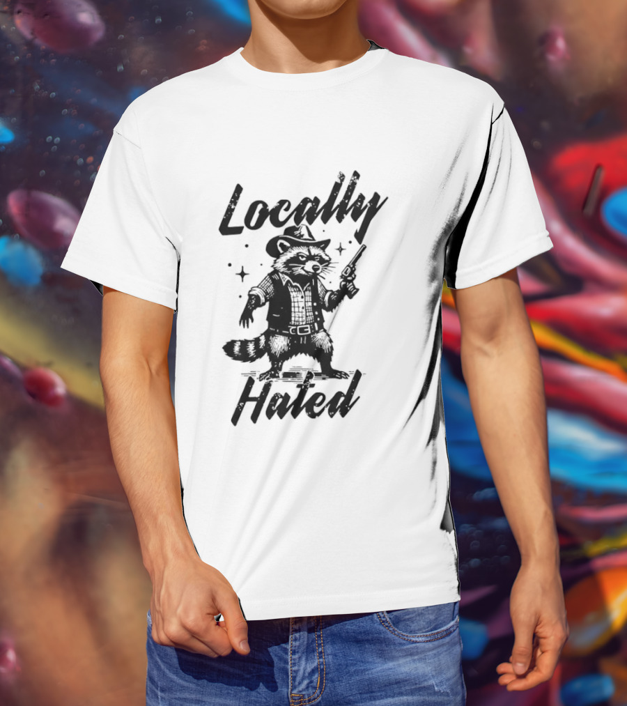 Locally Hated Cowboy Raccoon With Gun And Star T-Shirt