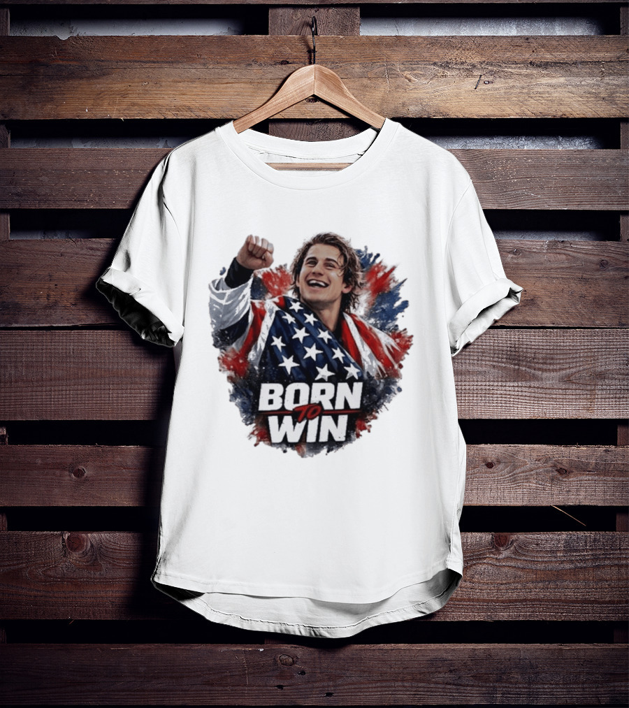 Born To Win Jack Hughes Team USA Hockey Victory T-Shirt