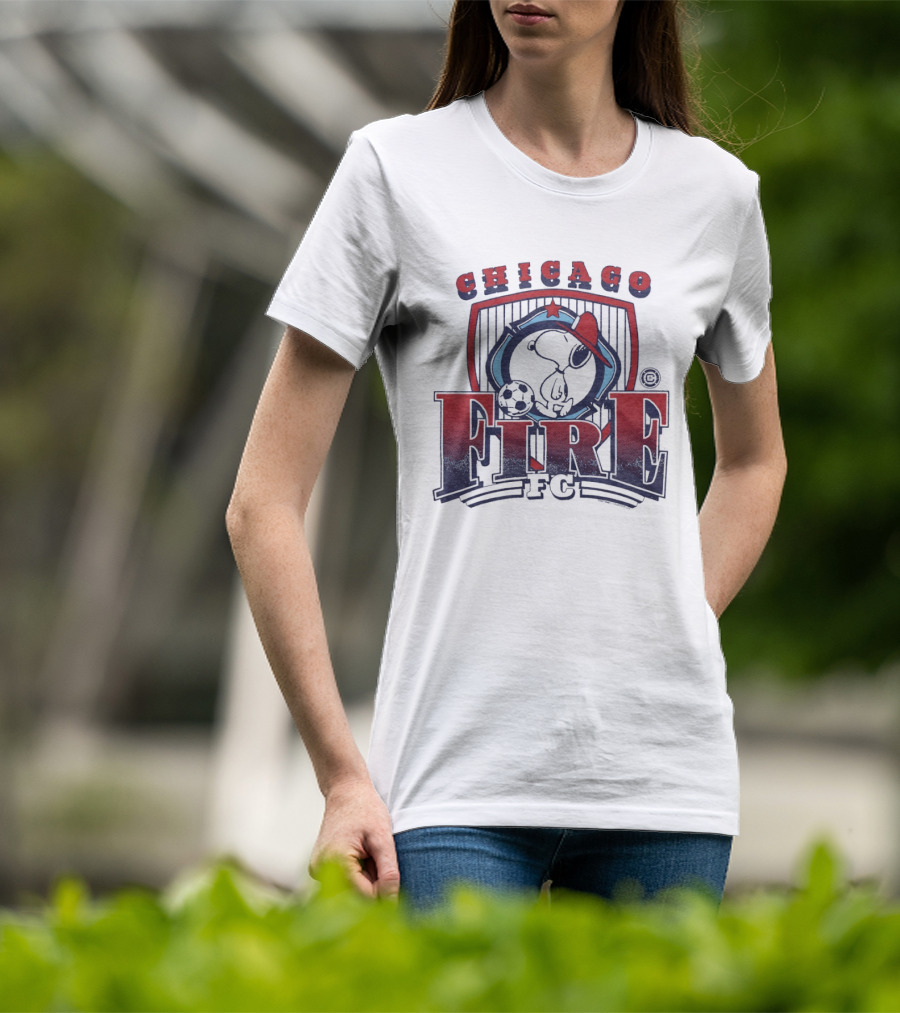 Peanuts Snoopy Chicago Fire FC Collaboration With Soccer Ball And Hat T-Shirt