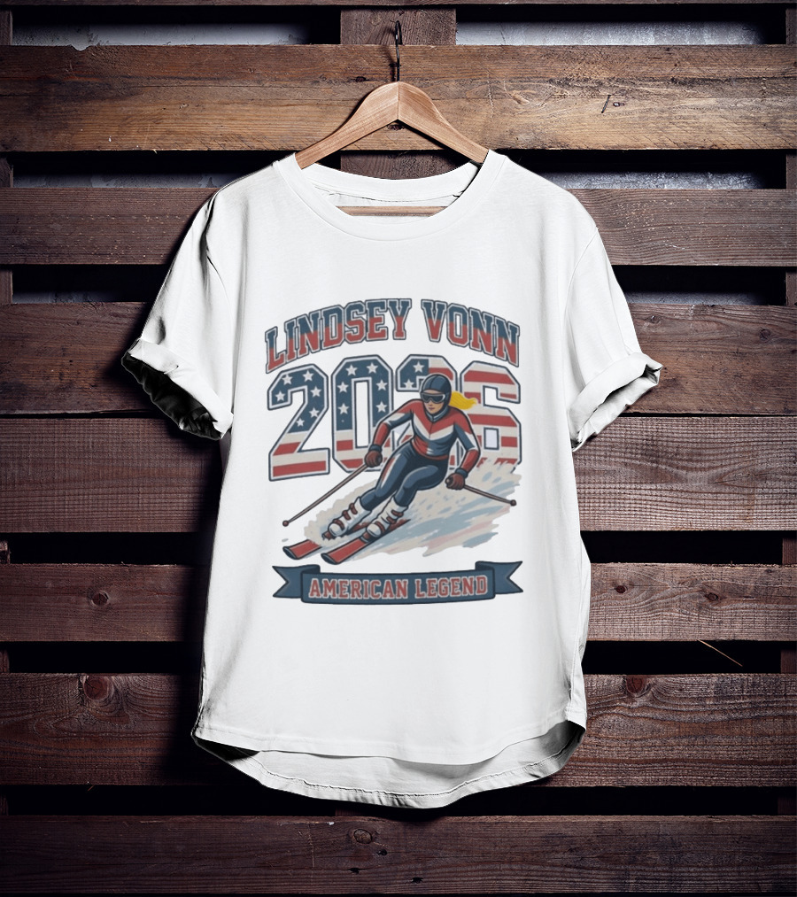 Lindsey Vonn 2026 American Legend Winter USA Skiing T-Shirt