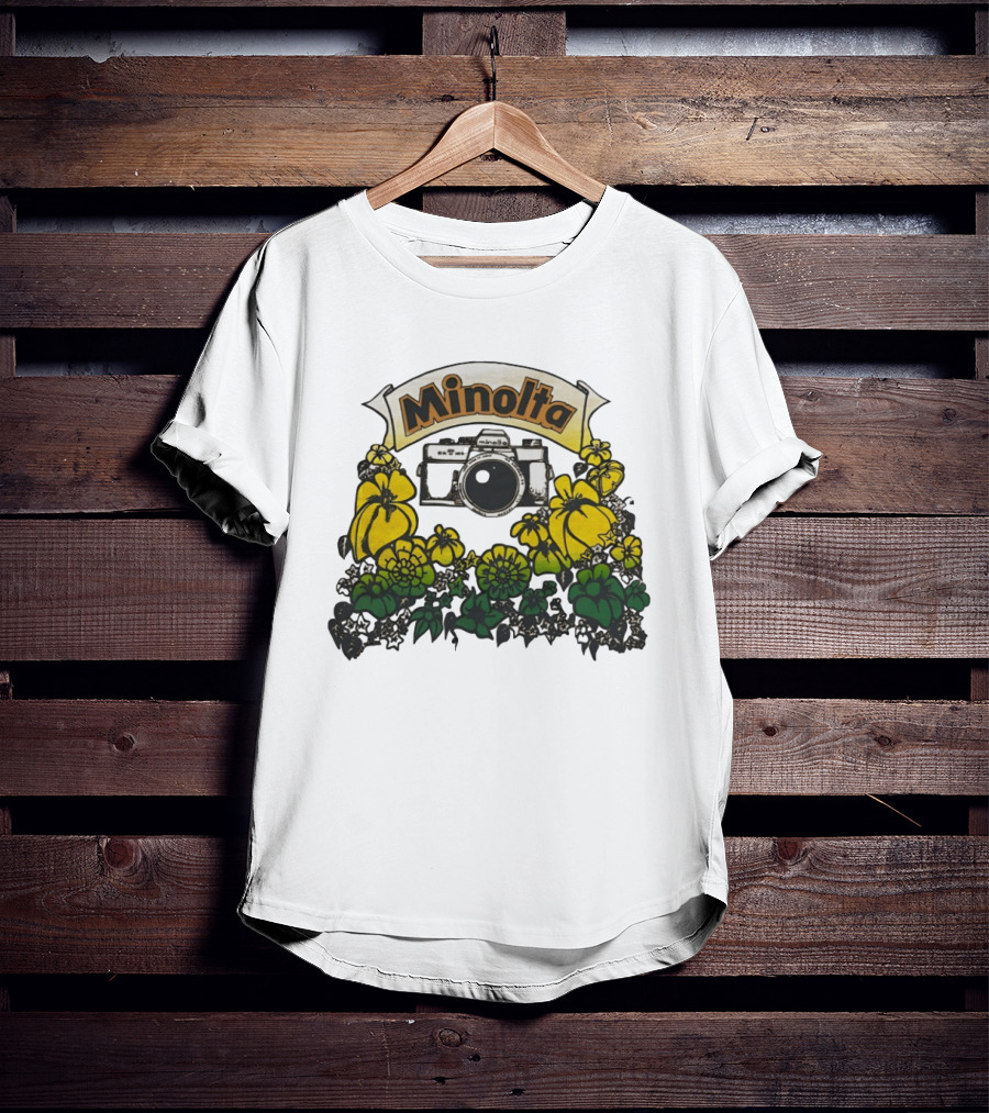 Minolta SRT 70s Vintage Floral Camera Promo T-Shirt