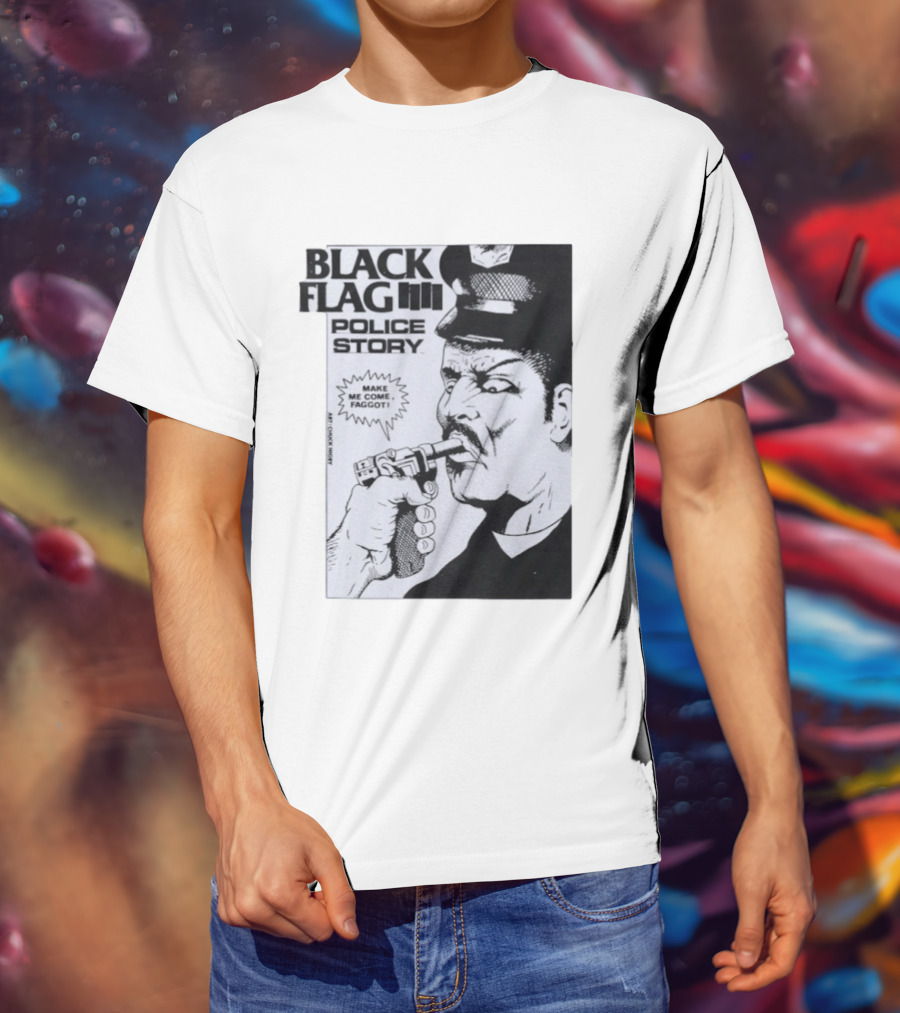Black Flag Police Story Make Me Come OKC's Finest Raymond Pettibon Two Eagles Keepsake T-Shirt