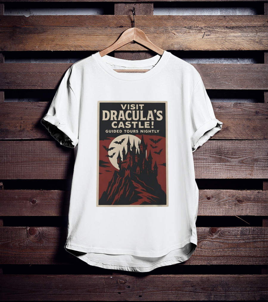 Visit Dracula's Castle Guided Tours Nightly Bats Moon Gothic Twilight T-Shirt