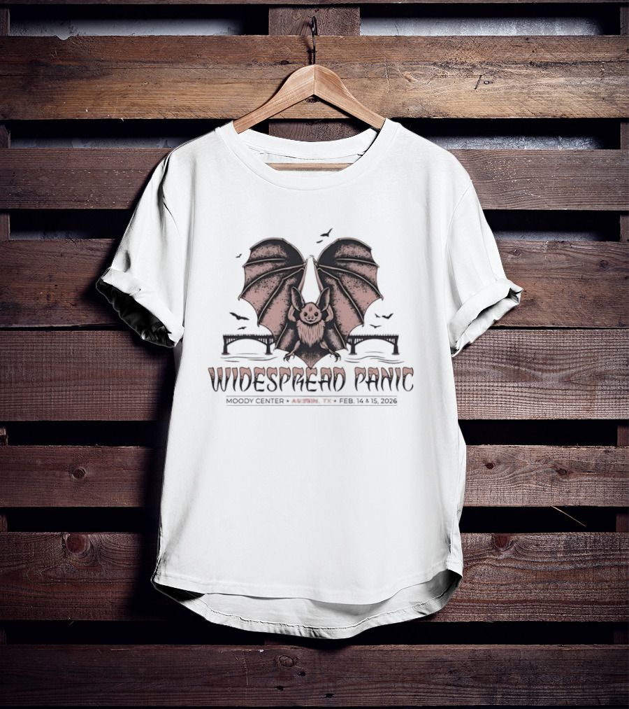 Widespread Panic Austin Texas 2026 Bat Wings And Bridges T-Shirt