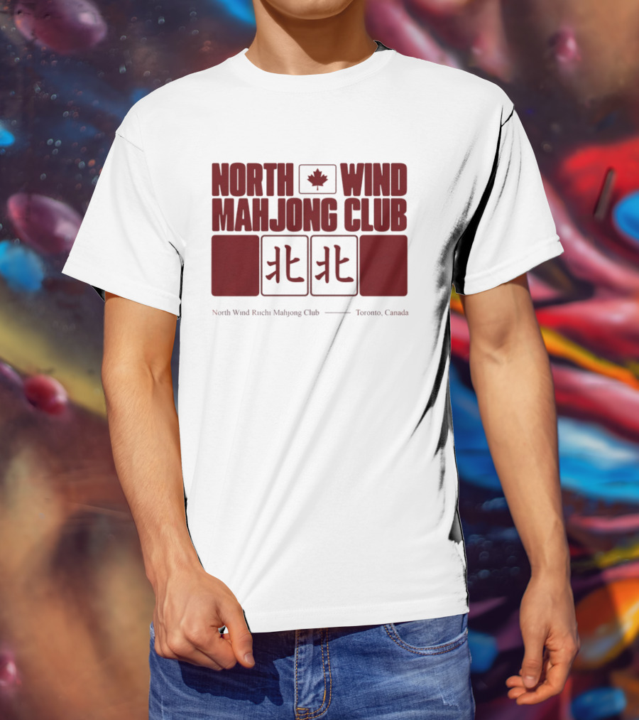 North Wind Mahjong Club Toronto Canada Maple Leaf Symbol Chinese Characters T-Shirt