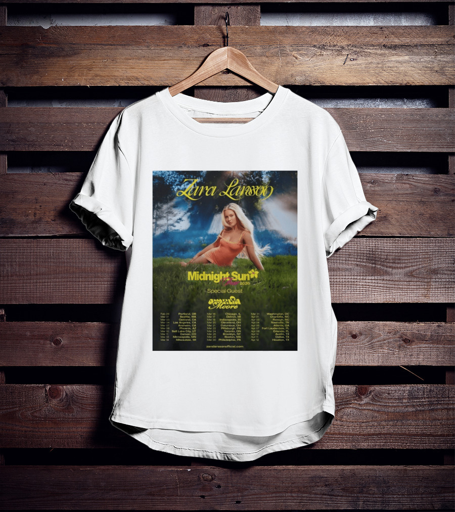 Zara Larsson Midnight Sun Tour 2026 Special Guest Moore Dates And Locations T-Shirt