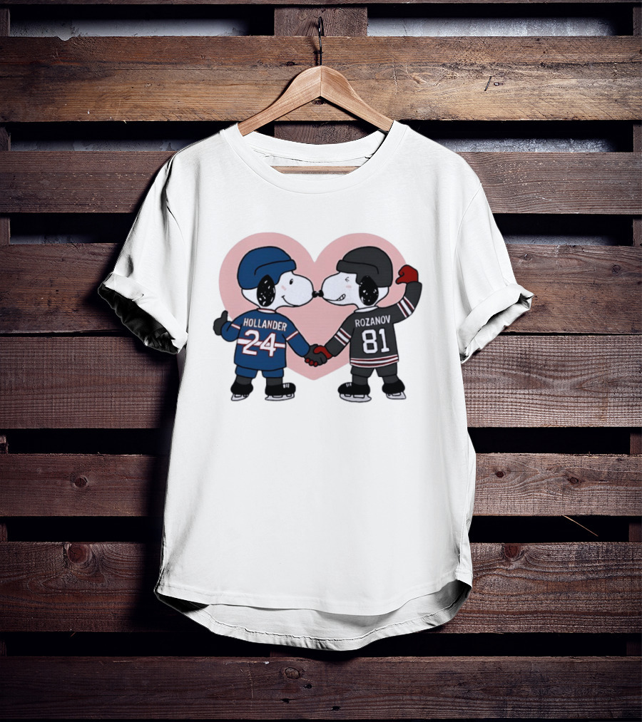 Snoopy Hockey Romance With Ilya Rozanov And Shane Hollander T-Shirt