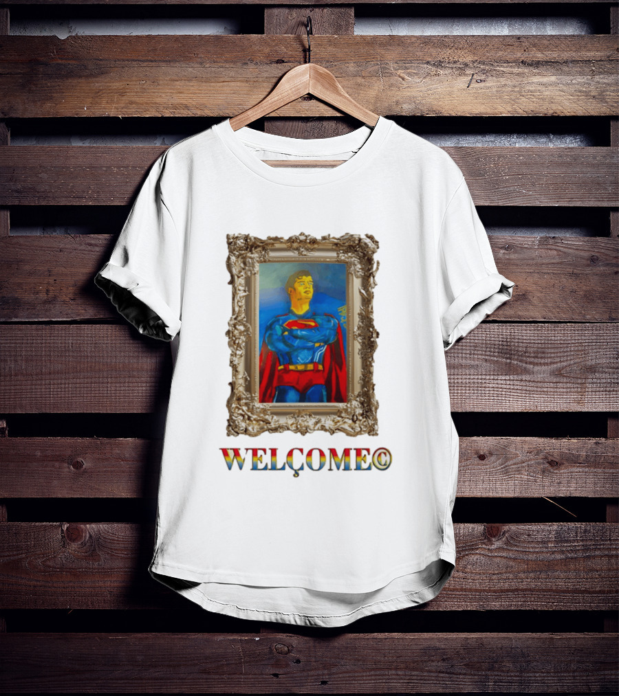 Superpunk Welcome Superman Iconic Gold Frame T-Shirt