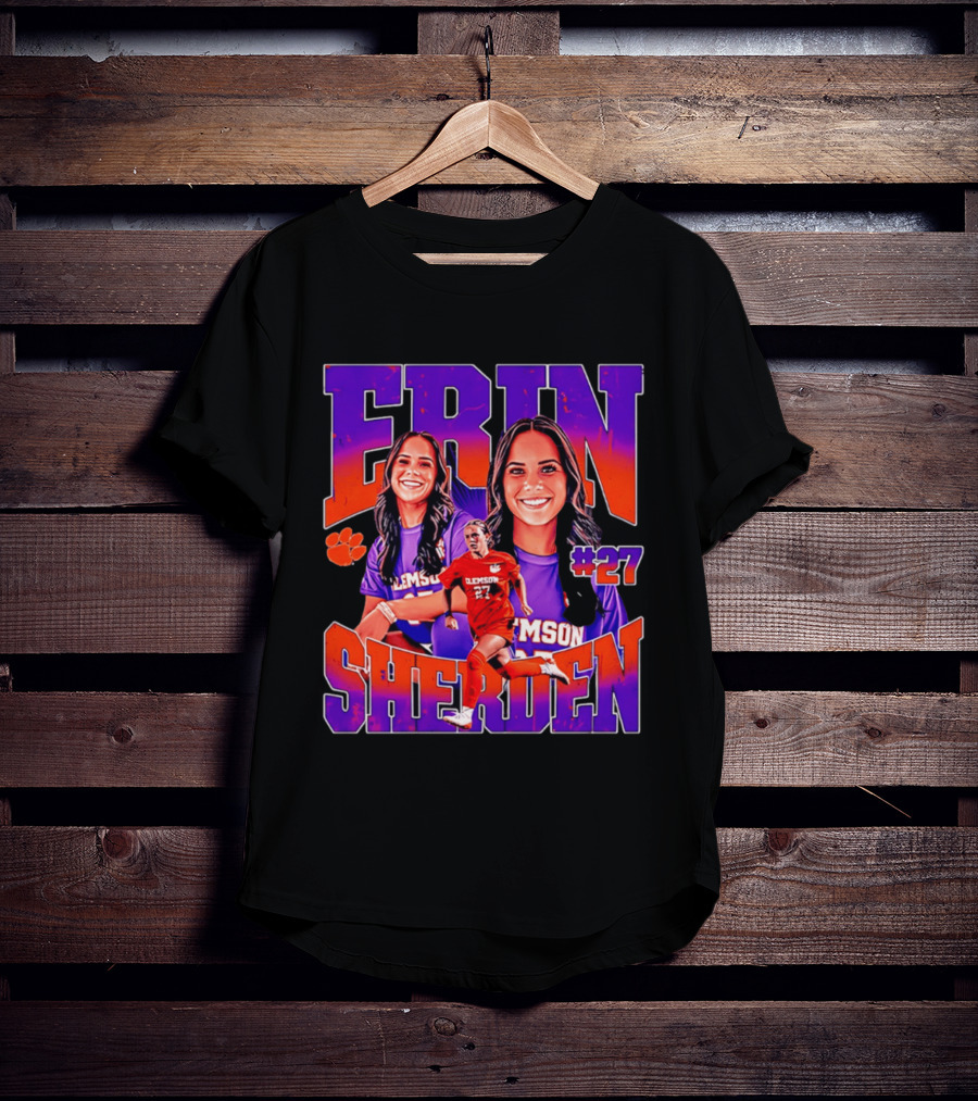 Erin Sherden Clemson Soccer Number 27 Fan Gear T-Shirt