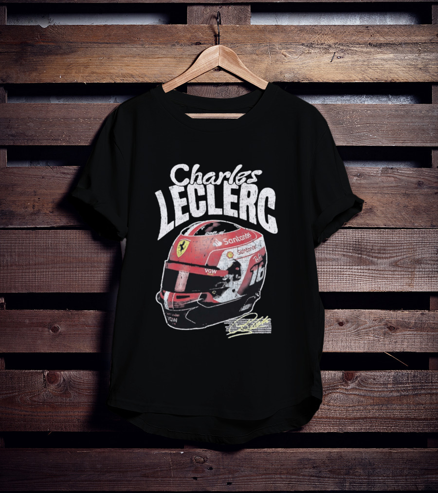 Charles Leclerc Ferrari Helmet VGW Santander 16 F1 Racing T-Shirt