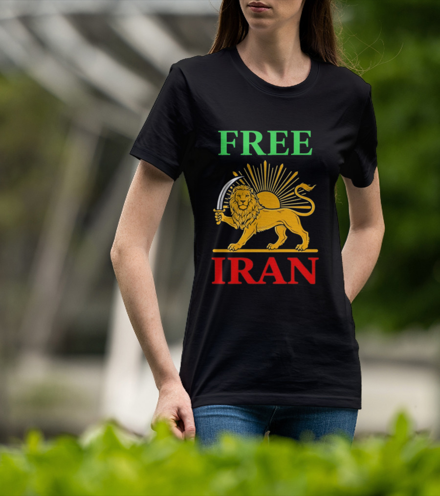 Free Iran Lion And Sun Shir O Khorshid T-Shirt