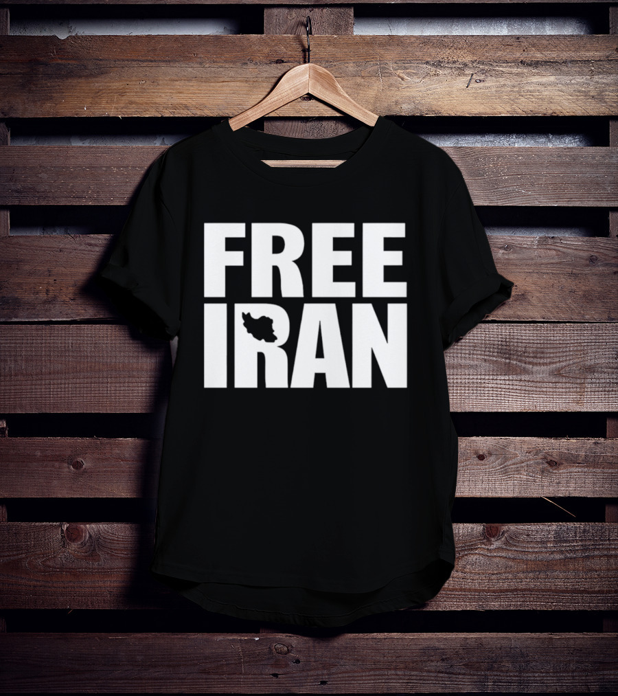 Free Iran Text With Map Inside Minimalist Solidarity Message T-Shirt